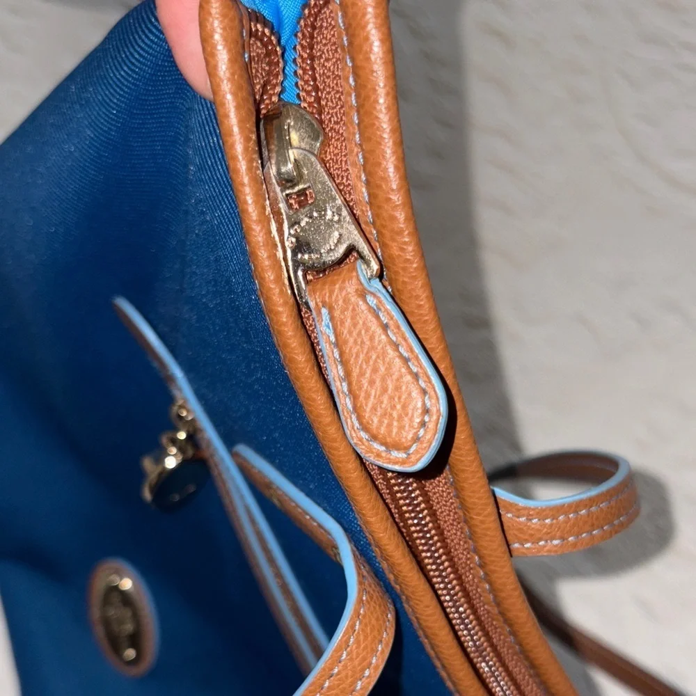 Beautiful BNWOT Coach Blue & Tan Tote Bag (see staun on inside pocket)